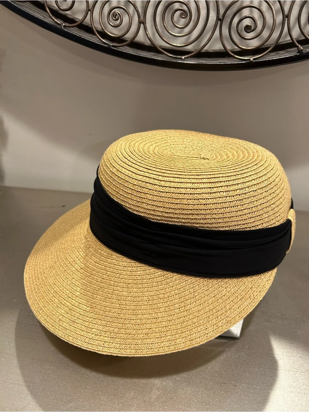 Scala Natural Straw Sun Hat with Black Band